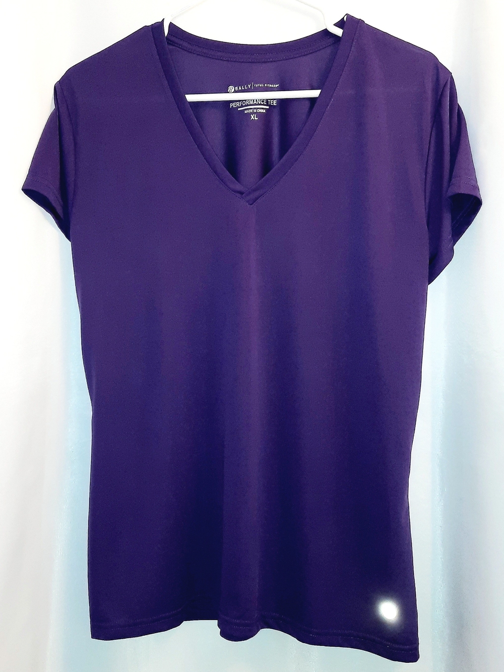 Bally Total Fittness Dry-Wik Deep Purple V-Neck Performance Tee Women's XL